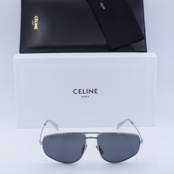 Celine CL40083U 16A Aviator Sunglasses – Palladium/Smoke - Picture 3 of 11
